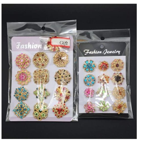 Vintage Sparkle Flower Brooch: Pink Daisy Pin - Etsy 24pc Mixed Color Crystal Flower Brooches Pins